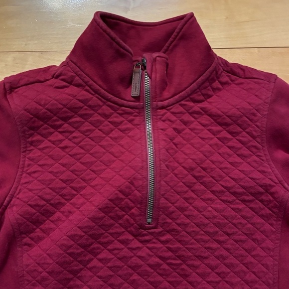 L.L. Bean Red Pullover Quarterzip Size Small Quilted Unisex Flaw Winter Fall - Picture 3 of 7